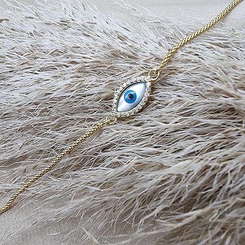 Miniatura 6 de Palomitas de maíz gruesas de plata de ley 925 Pulsera redonda de cadena de cubo contra el mal de ojo Disponible en oro o plata Cadena ajustable