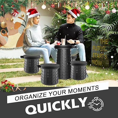 Miniatura 9 de ALEVMOOM Taburete plegable XXL mejorado de 19.7 pulgadas con cojín, taburete plegable portátil de alta resistencia, carga máxima de 1000 libras,