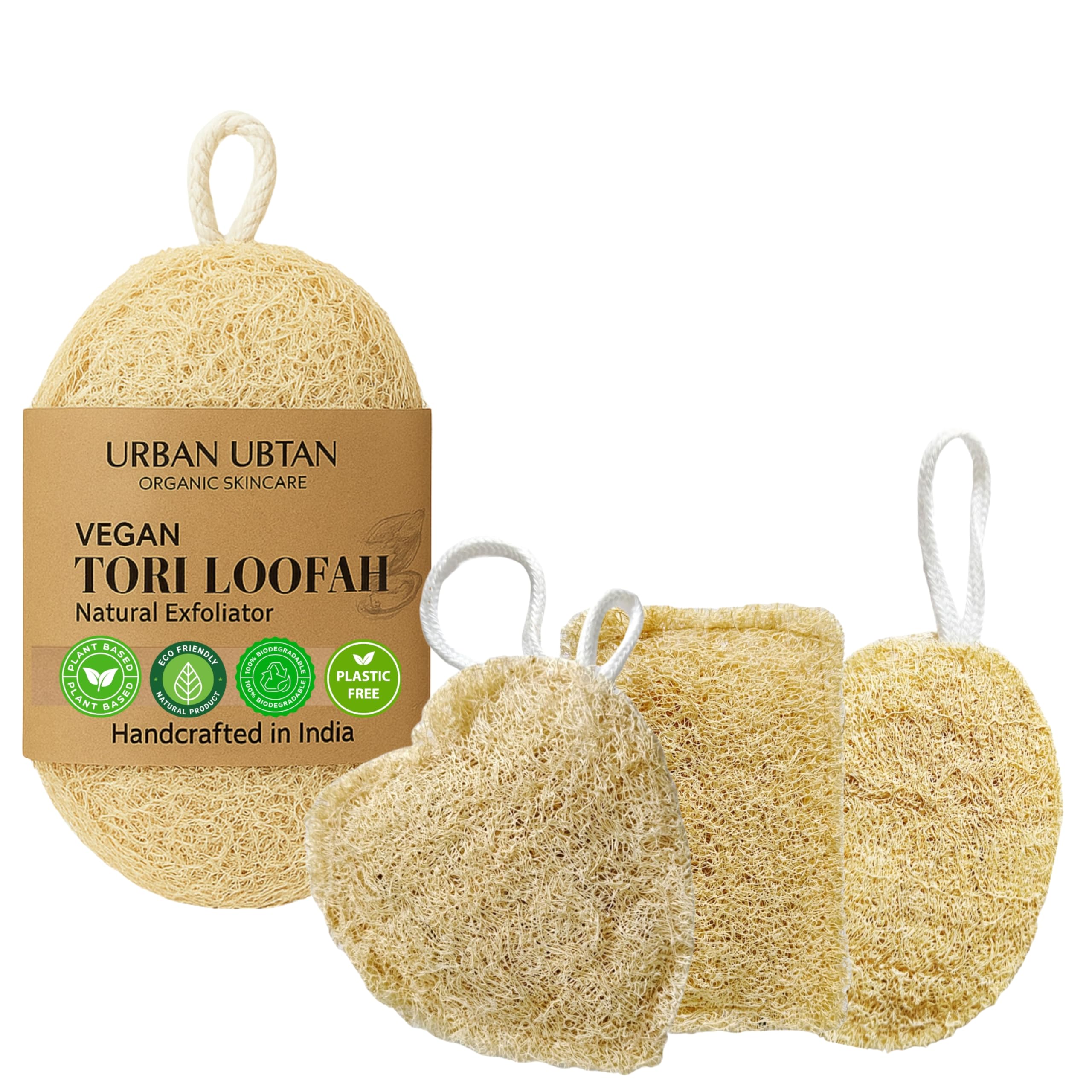 Urban Ubtan Natural Loofah Sponge Exfoliating Body Scrubber , Loofah Dish Sponge, Natural compostable Tori loofah, Shower Scrub, Dead Skin Remover loofah for Shower and Bath (Pack of 3 (Rectangle,Oval & Heart))-image-26