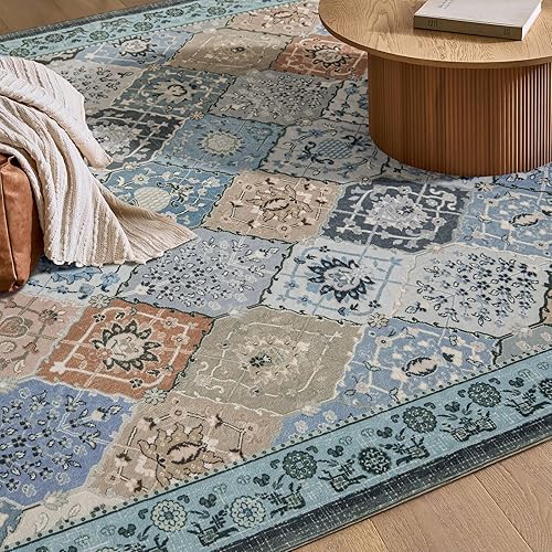 Miniatura 185 de Phantoscope Vintage Collection - Alfombra de área de 8 x 10 pies, alfombra grande para sala de estar, lavable, bohemio, antideslizante
