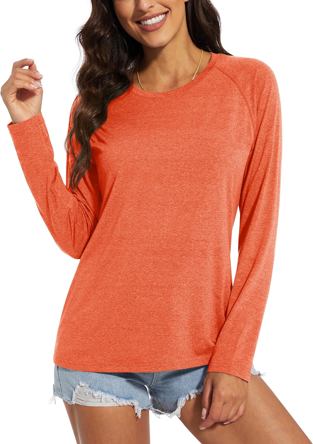 MAGCOMSEN Women's Long Sleeve Shirts UPF 50+ Workout Tops Sun Protection Athletic Running Swim Rash Guard