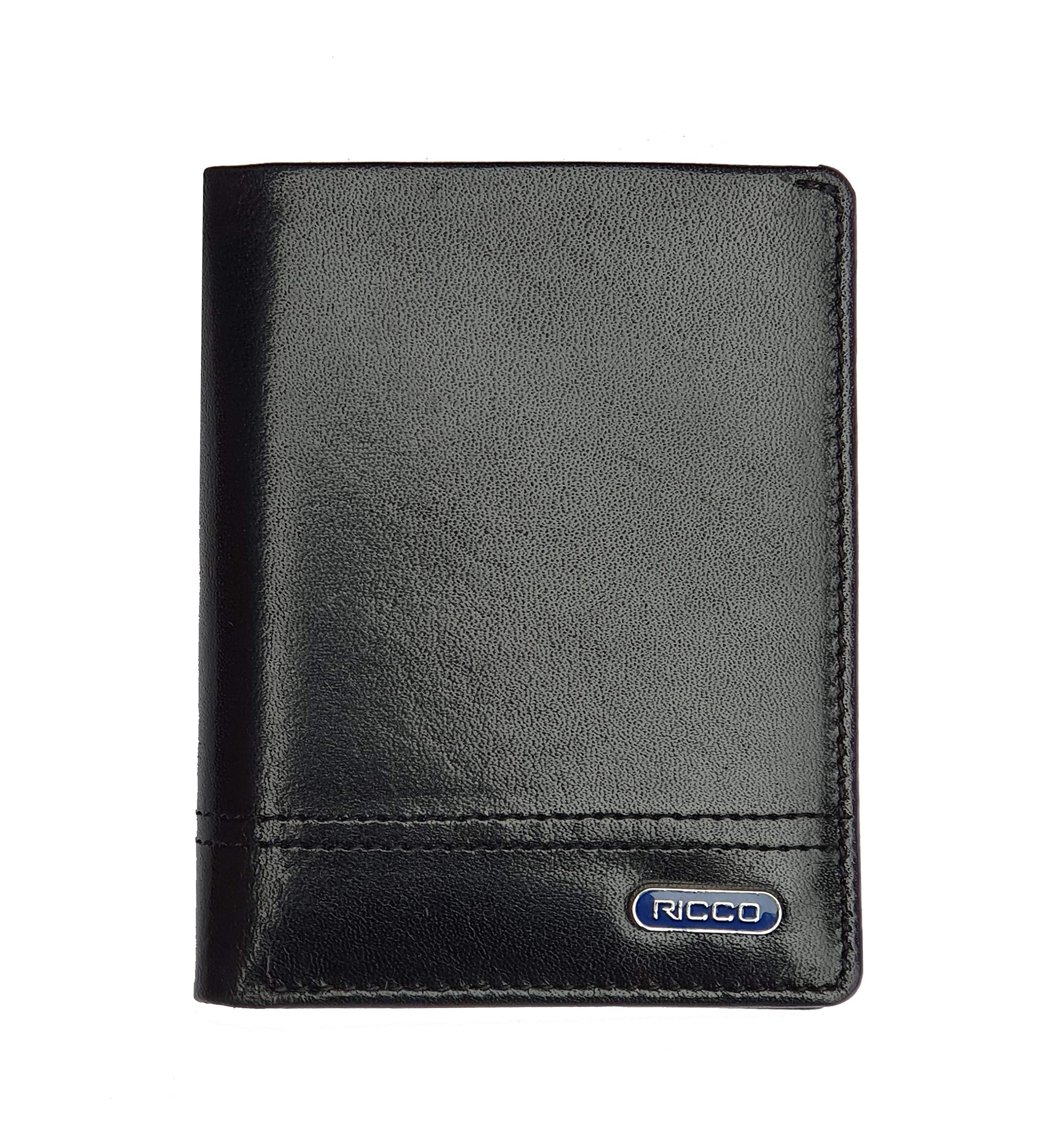 Ricco Mens RFID Blocking Genuine Italian Leather Slimline Billfold Wallet S15 Black Red