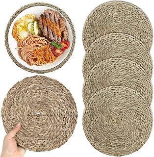 Small Woven Placemats Set of 4, 10 Inch Mini Rattan Placemats Coaster Wicker Place Mats,Natural Farmhouse Jute Braided Table Runner for Small Tableware Please Choose Carefully (10 Inch)