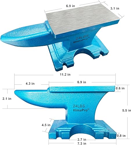 Miniatura 9 de HimaPro Yunque de un solo cuerno para herrero azul, yunque de hierro fundido de 11 libras, una maravillosa herramienta para la fabricación de joyas