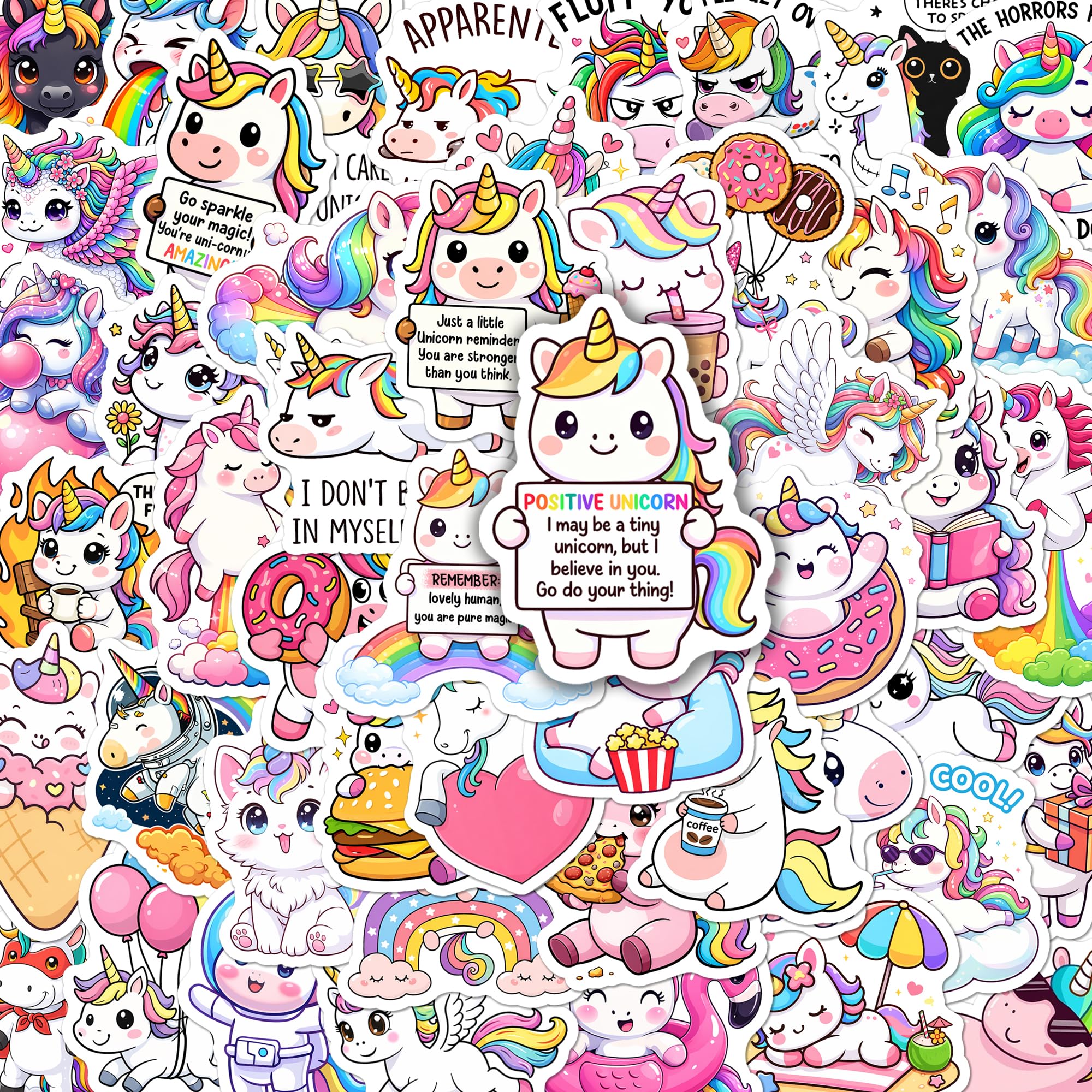 Photo 1 of BEATRI Unicorns Stickers 50Pcs Waterproof Vinyl for Water Bottles Laptop, Phone, Journal & Travel Gear | Non-Repeating Decals, High-Definition Print Cute Unicorn Decor Gift Party Favors
