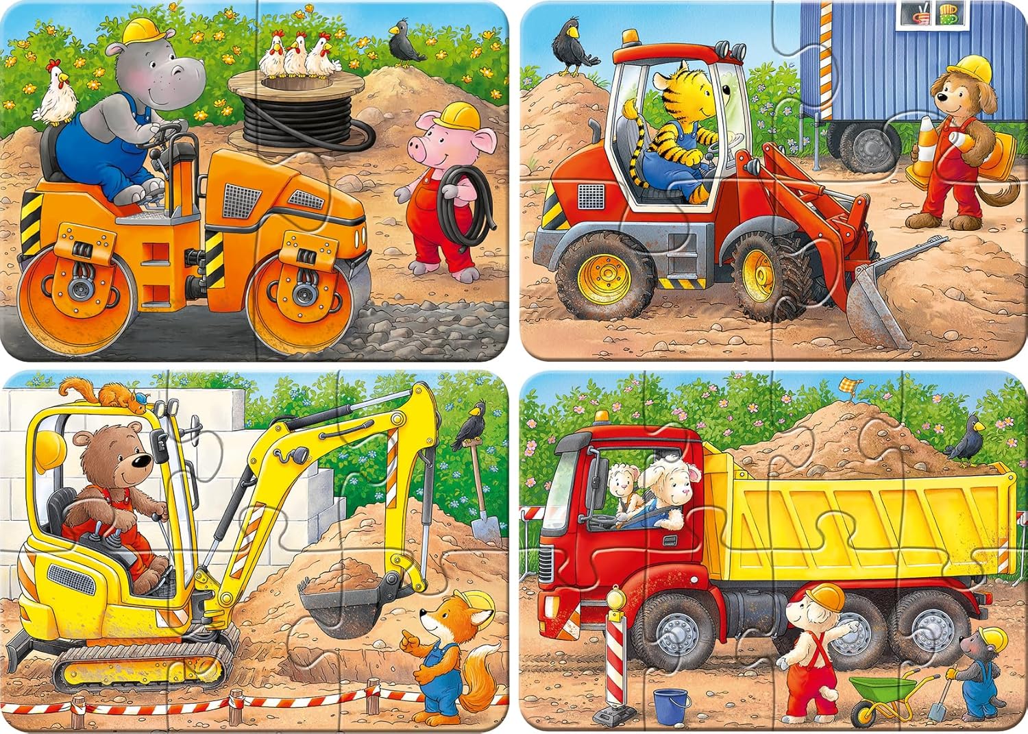 Ravensburger My First Puzzles – Construction Site Animals | 4-in-a-Box Toddler Jigsaw Puzzle Set | 2, 4, 6 & 8 Pieces | Ages 2+