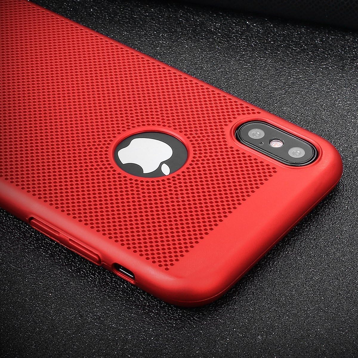 iPhone X Case: Heat Resistant, Protective PC Hard Case with Breathing Holes, Super Slim & Shockproof - 360 Degree Full Body Protection (Red)