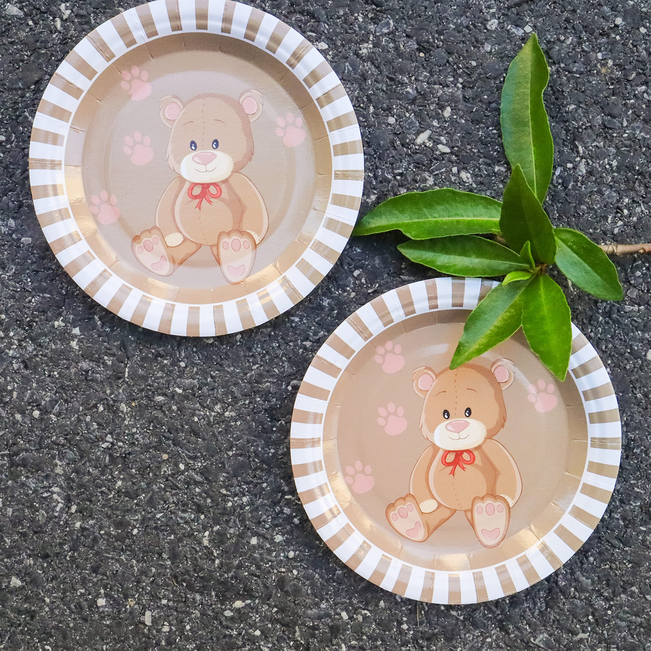 50 Stück Bären-Papp-Dessertteller, 17,8 cm, Einweg-Cartoon-Bär-Kuchenteller für Babyparty und Geburtstagsparty
