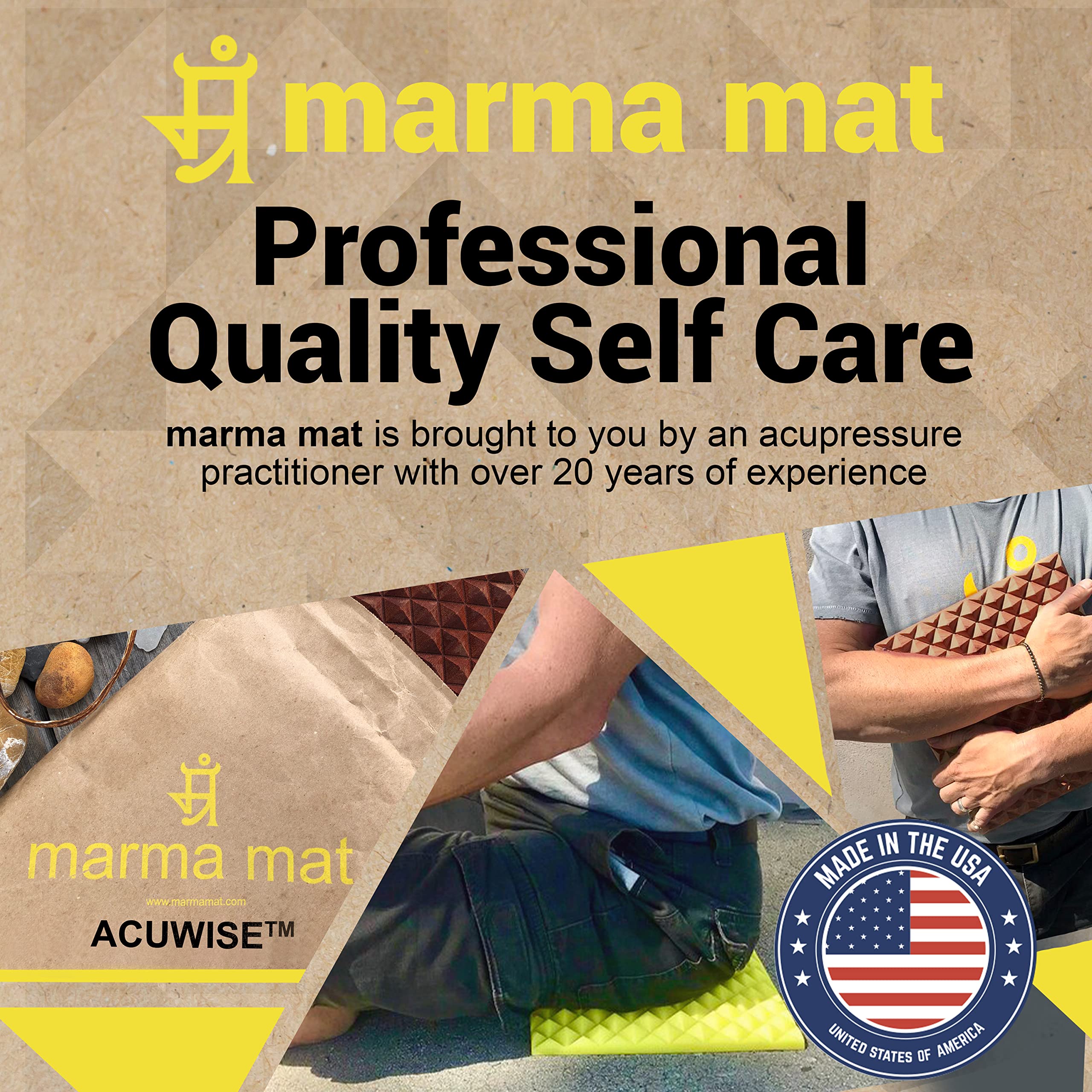 Marma Mat - Tapete de acupresión de silicona de para aliviar el dolor, neuroplasticidad y relajación, fabricado en Estados Unidos, 9.5 pulgadas de ancho x 11 pulgadas de largo x 1.5
