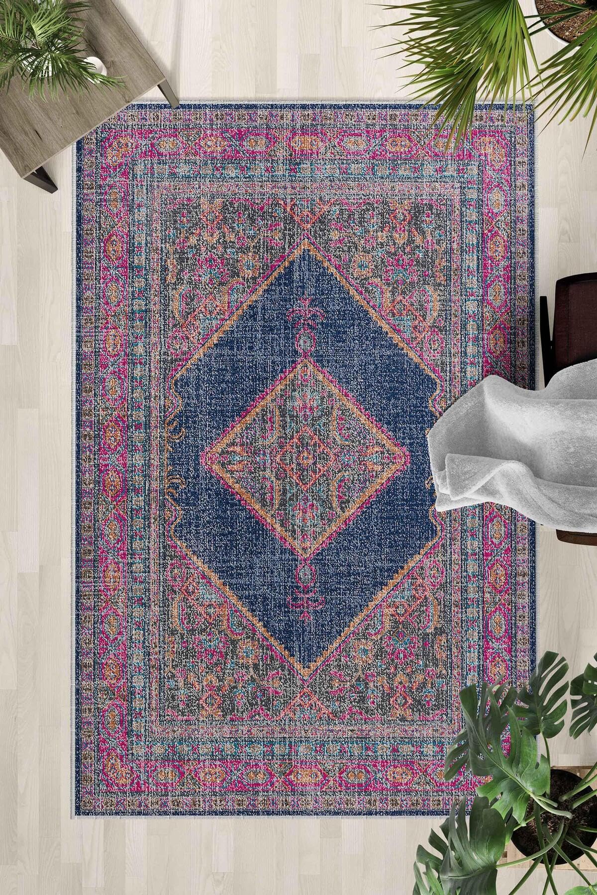 Monnhein Çok Renkli Halı 0118-2 - Yıkanabilir, Kaymaz Taban, Dijital Baskılı, Leke Tutmaz, İnce Hav, Modern Salon, Oturma Odası, Yatak Odası ve Mutfak için Dekoratif Halı