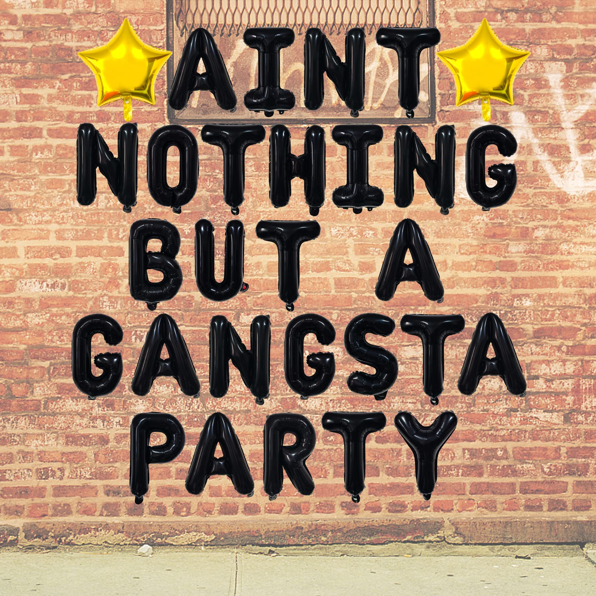 30 Pcs Anit Nothing But A Gangsta Foil Balloons Party Supplies (Black, 16 Inches)