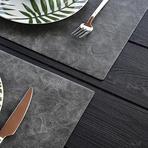Miniatura 7 de Juego de 4 manteles individuales de piel sintética, impermeables, resistentes al calor y a las manchas, fáciles de limpiar, antideslizantes,