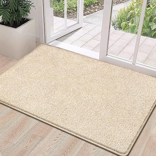 HEBE Tapete para interiores y exteriores, 32 x 48 pulgadas, suave, absorbente, para puerta delantera, de perfil bajo, tapetes de entrada para