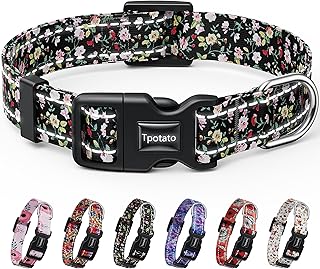 Tpotato Reflective Combination Pattern Girl Dog Collar for Puppy Small Medium Large Breed Dogs,Female Cute Floral Designer...