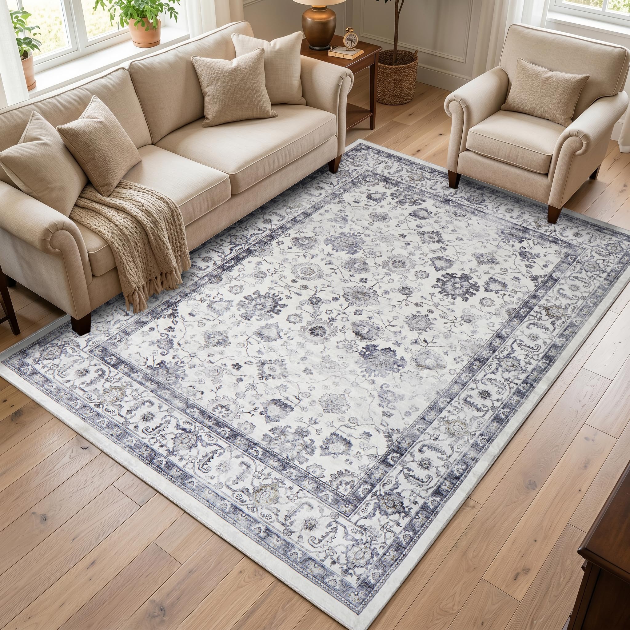 Aspire Homeware Rugs for Bedroom Living Room 120x170 cm - Traditional Area Rugs Modern Serene Cashmere Style - Soft Short Pile Vintage Rug - Carpet for Dining Room Easy To Clean — image 1