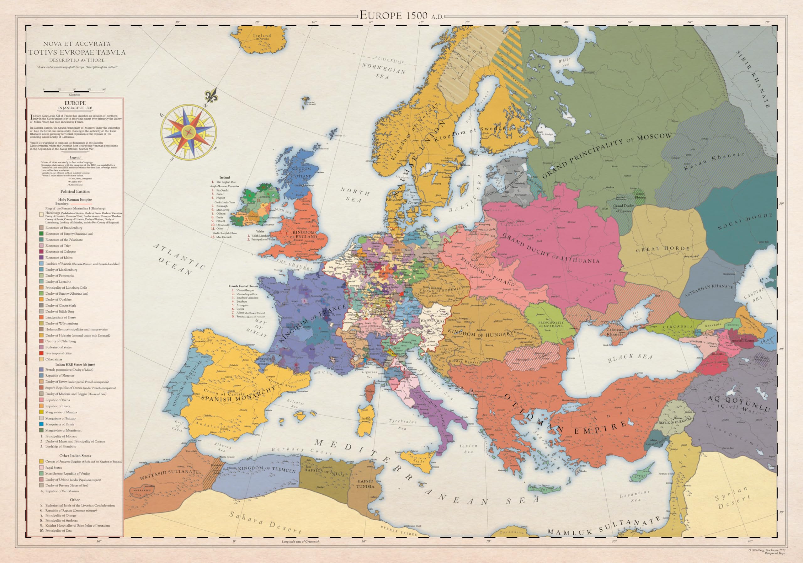 Europe 1500, Carte Historique (100x70cm)