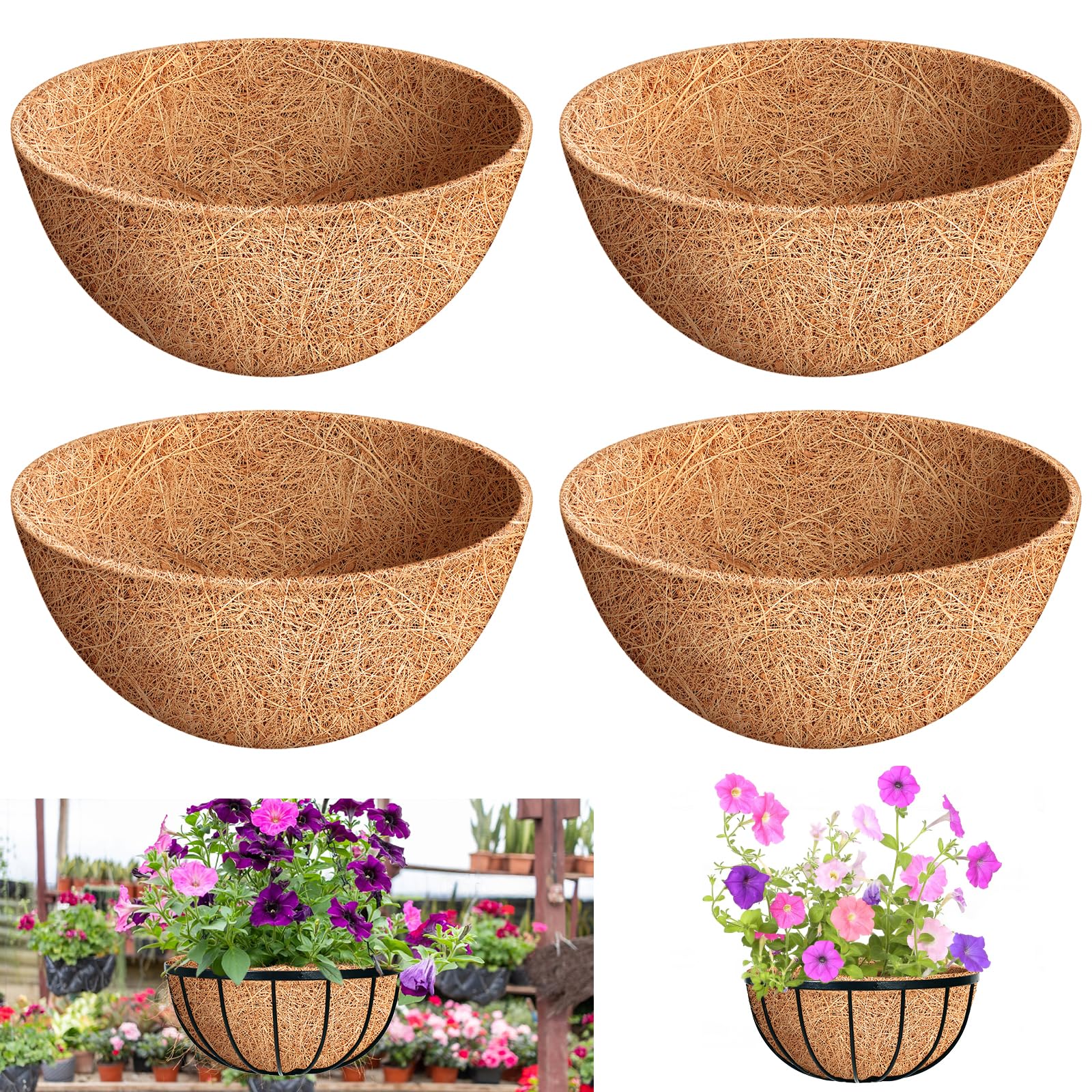 Riare 4 Pack 12 Inch Round Coco Liners