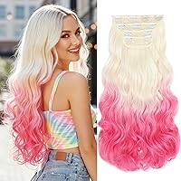 Vista 12 de Extensiones de cabello negro con clip, 4 piezas de cabello sintético natural suave y ondulado con clip, extensiones de cabello sintético rizado