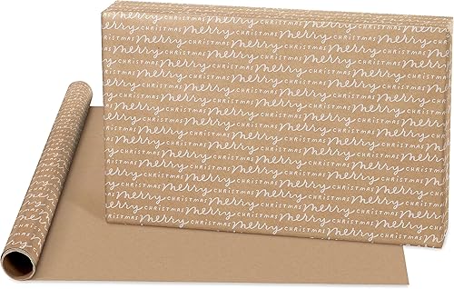 Miniatura 2 de American Greetings Paquete de papel de regalo kraft de 80 pies cuadrados (nieves) para Navidad y todas las fiestas (4 rollos de 30 pulgadas x 8 pies)