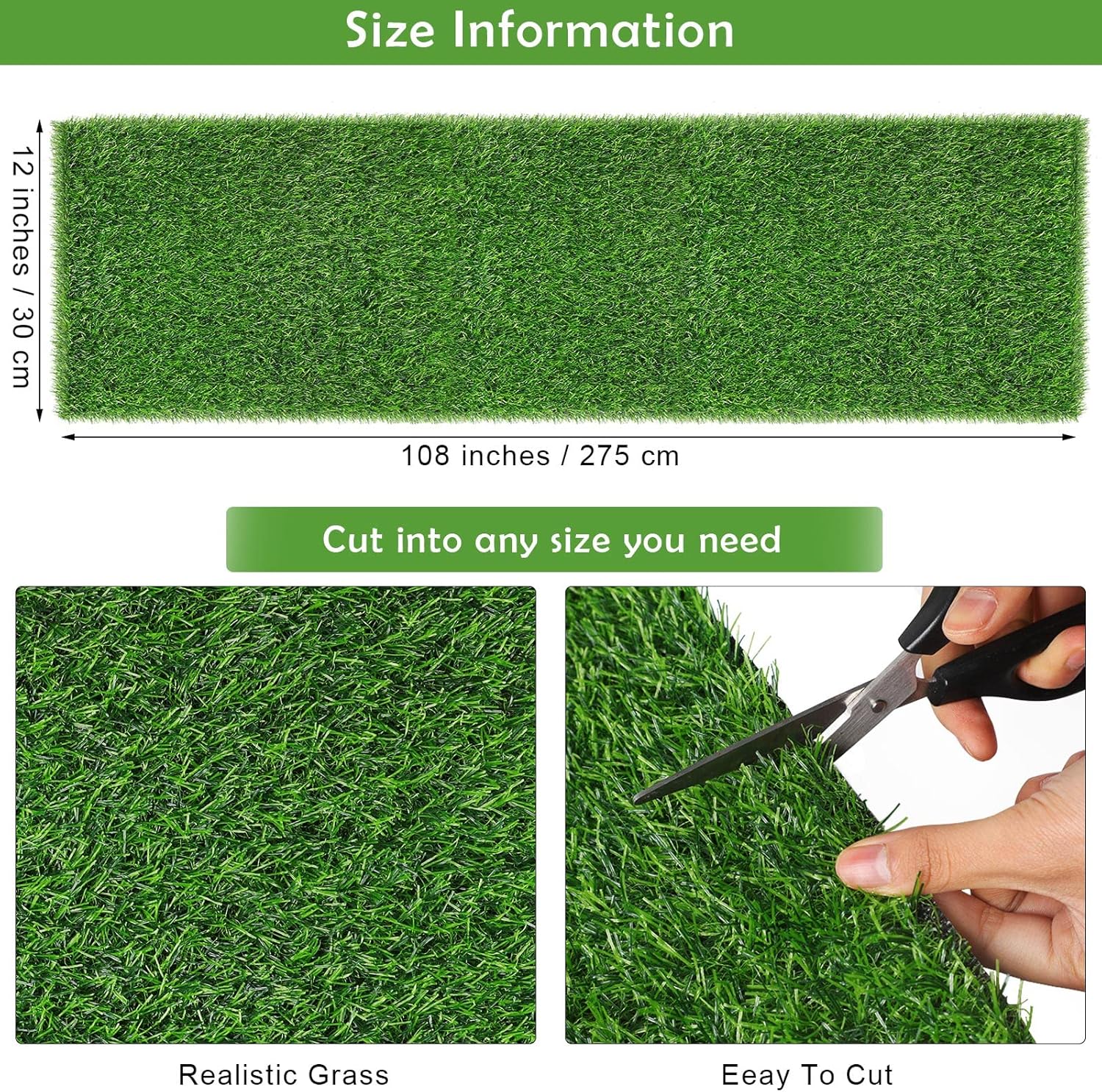 TURSTIN Artificial Grass Table Runners 12 x 108 Inch Green Grass Tabletop Synthetic Grass Carpet Rug Table Decorations for Spring Summer, Wedding, Birthday Party Decor 12 x 108 Inches