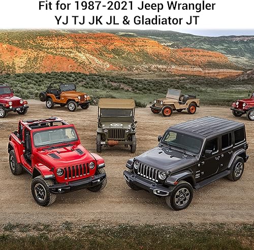 Miniatura 5 de JeCar 2 asas de agarre para barra antivuelco, asas de agarre de paracaídas para Jeep Wrangler YJ TJ JK JKU JL JLU y Gladiator JT, color negro y