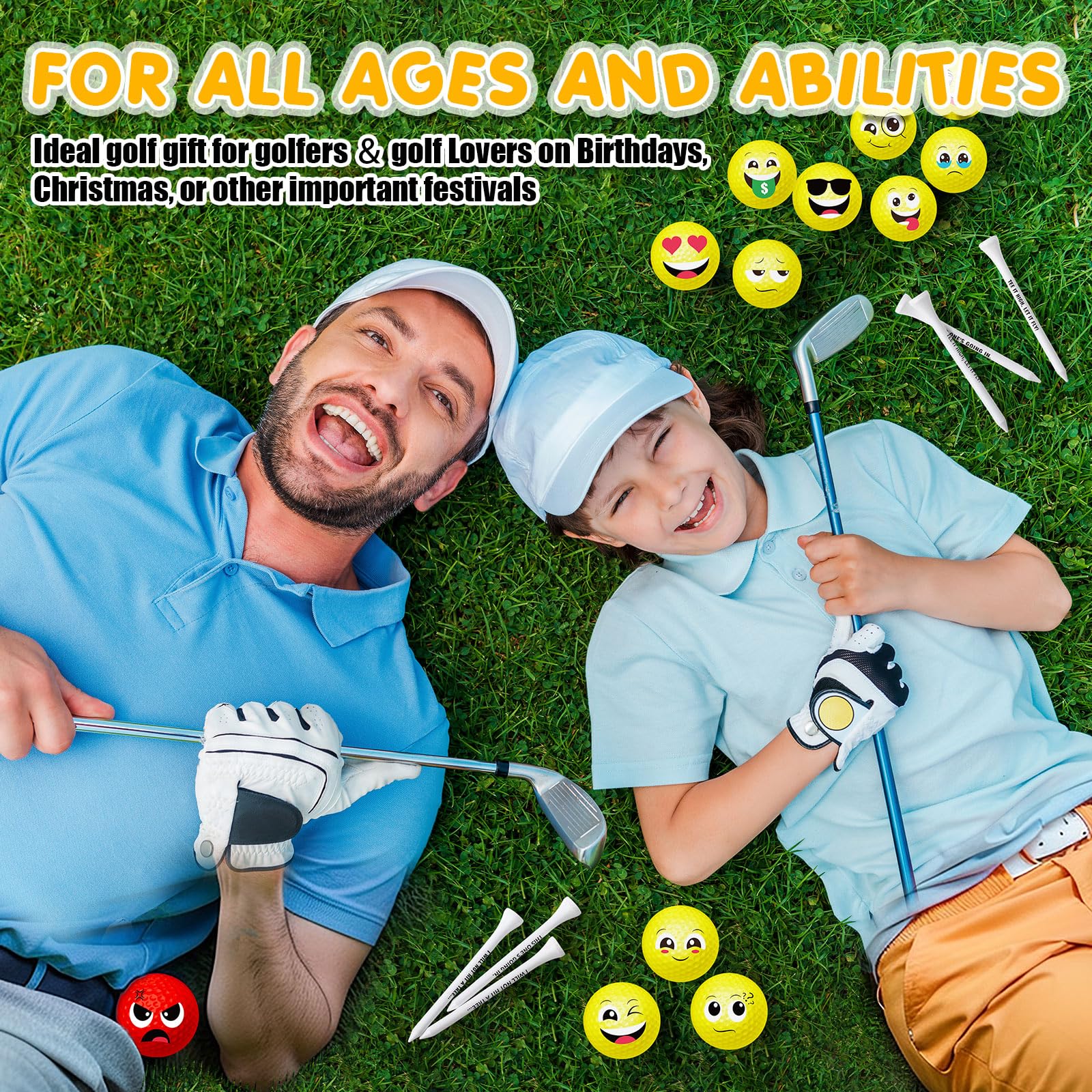 MiniInflat Juego de 18 pelotas de golf para papá, 12 pelotas de golf divertidas y 6 camisetas para hombres, mujeres, compañeros de trabajo, empleados, golfistas, cumpleaños, jubilación, Navidad