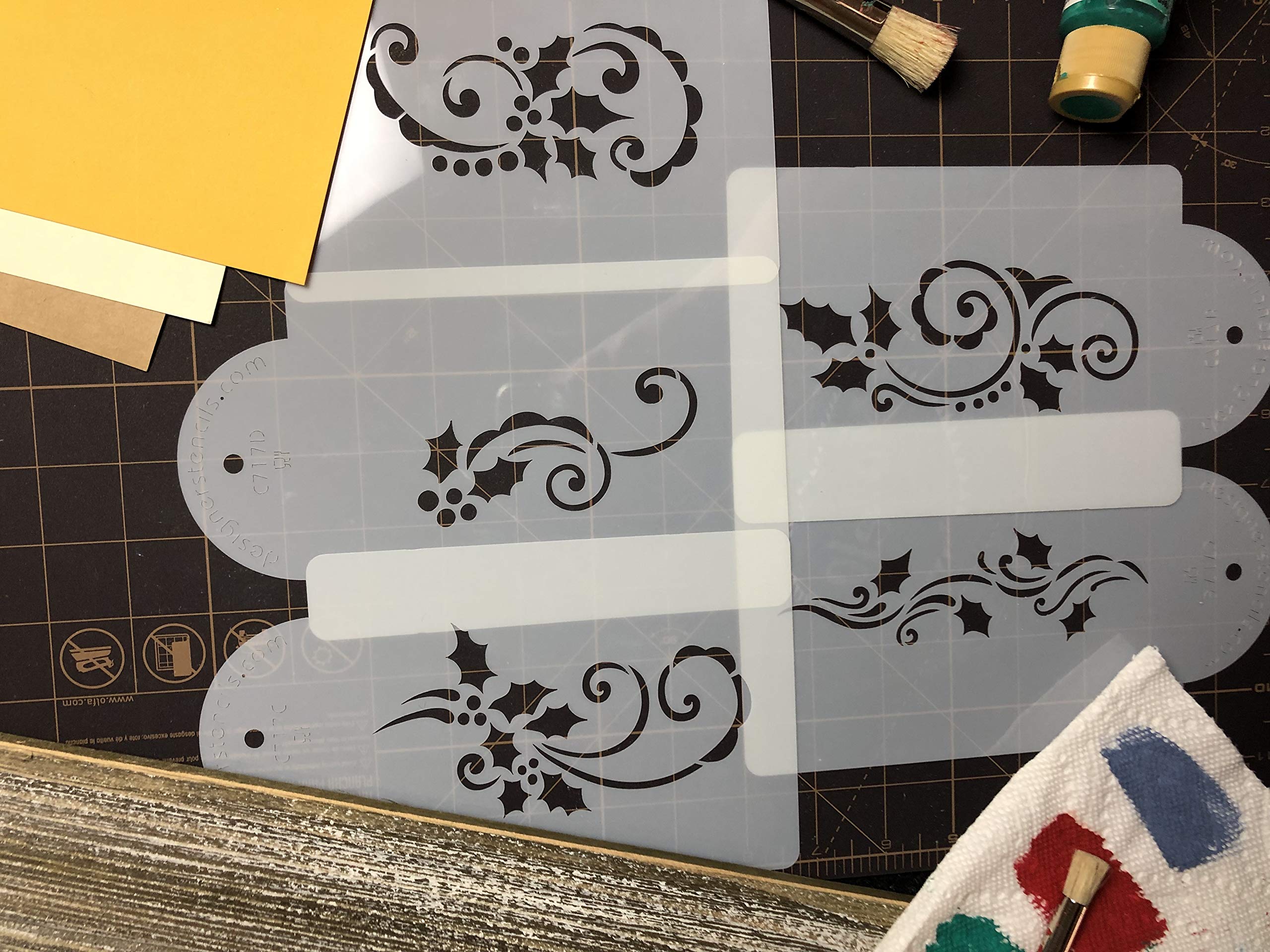 Amazon | Designer Stencils Holly and Berry Swirls Cake Stencils