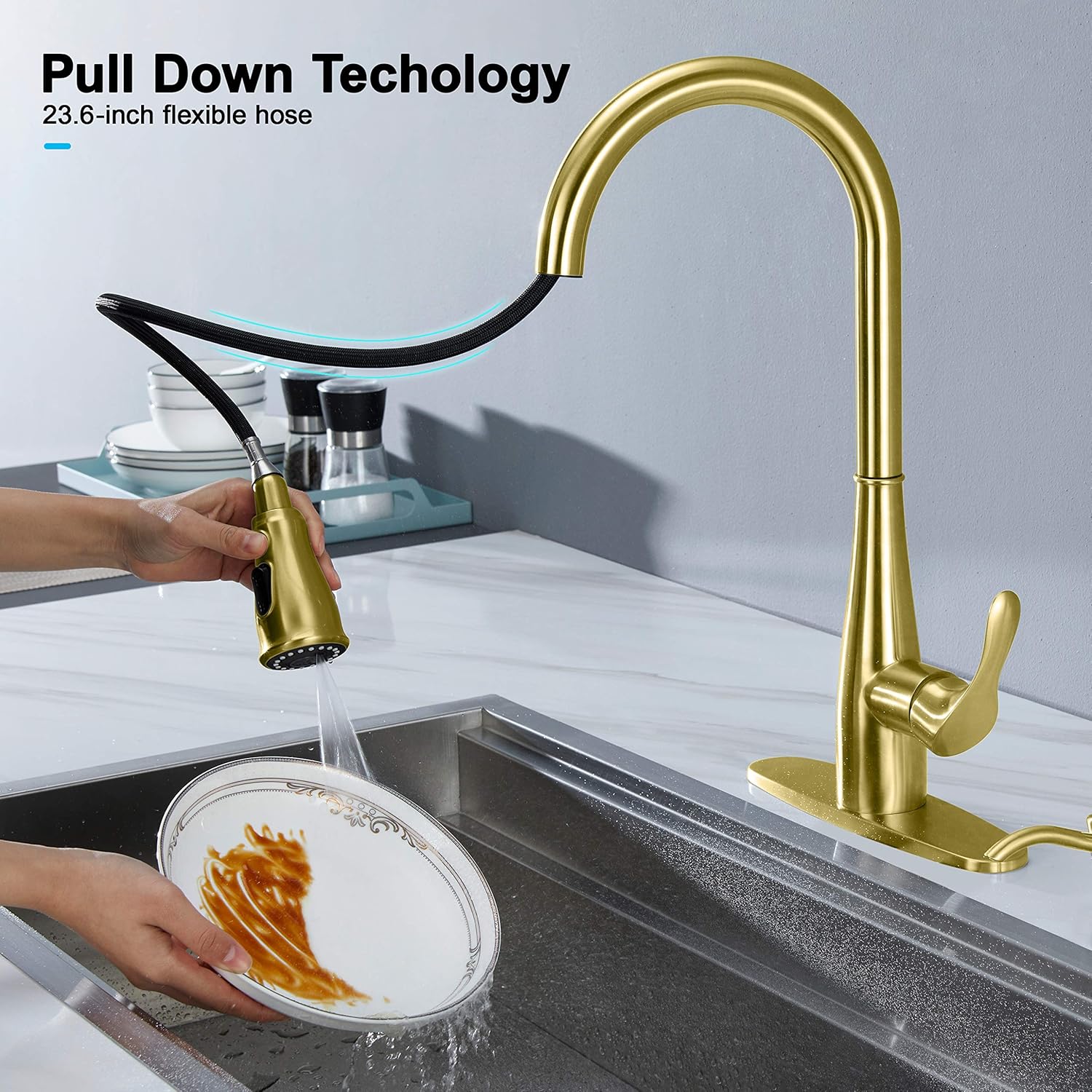 Holiday Deals 🛒 Kitchen Faucet with Pull Down Sprayer - Single Handle Kitchen Sink Faucet, GAGALIFE High Arc Pull Out Kitchen Sink Faucet Offers Efficient Cleaning for RV, Laundry, Bar (Gold Brushed) Exclusive Discount 🔥 Kitchen Faucet with Pull Down Sprayer - Single Handle Kitchen Sink Faucet, GAGALIFE High Arc Pull Out Kitchen Sink Faucet Offers Efficient Cleaning for RV, Laundry, Bar (Gold Brushed)