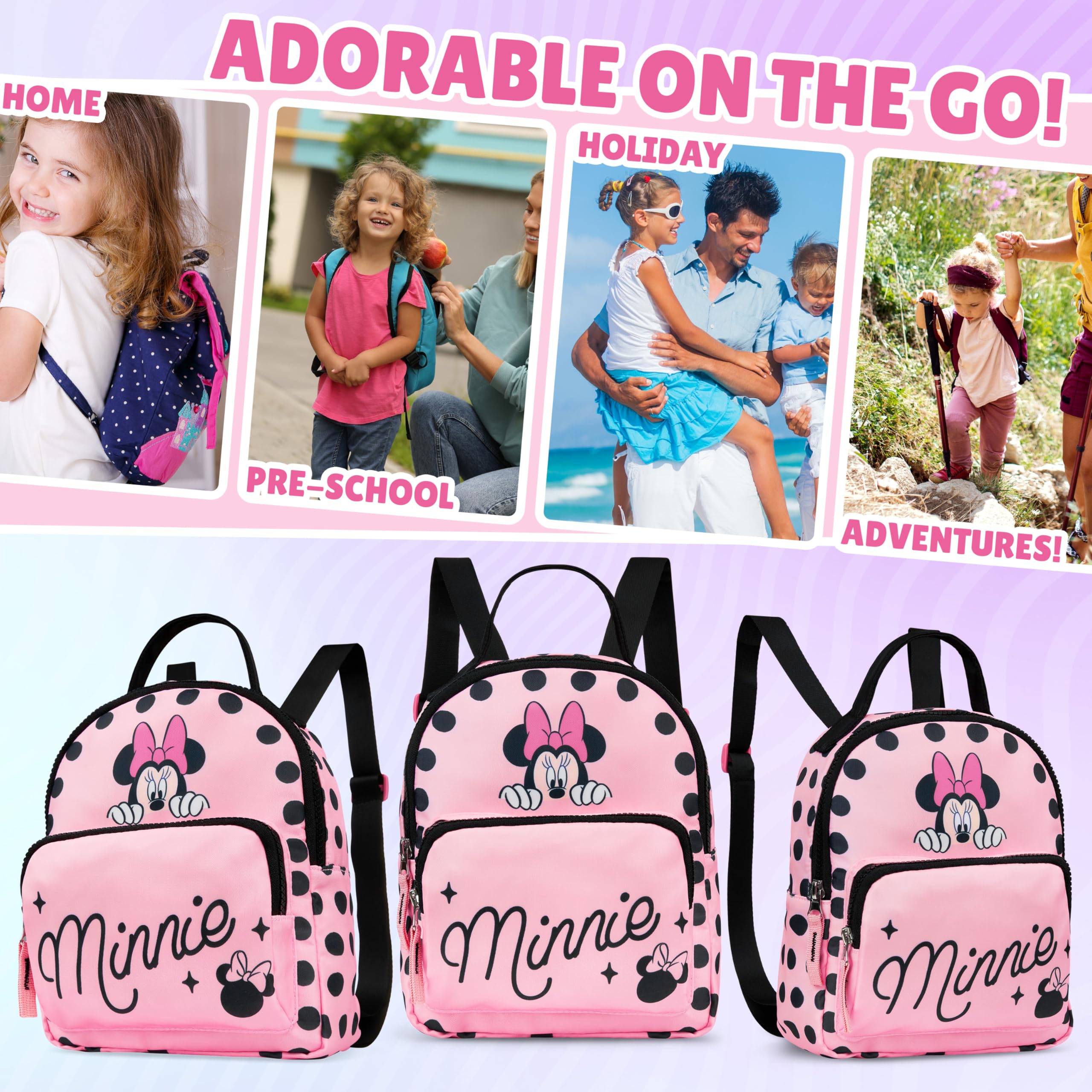 Get Trend Disney Minnie Mouse Zainetto Bambina Borsa Zaino Piccolo Carina Zaino Asilo Bimba Scuola Materna Viaggio Idee Regalo (Rosa Minnie Mouse)
