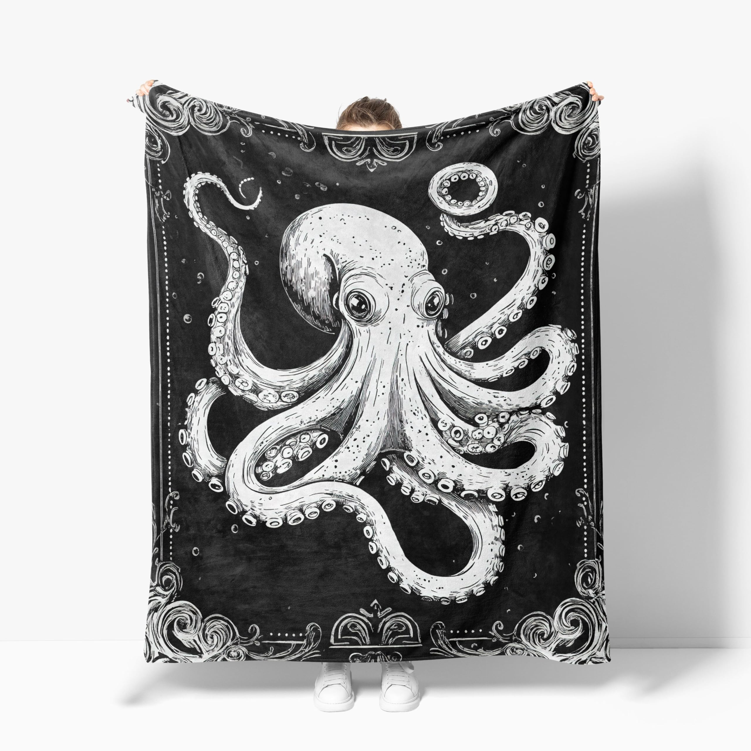 Octopus Throw Blanket Soft Warm Cozy Octopuses Blankets Fuzzy Plush Fleece Octopus Blanket Gifts for Couch Bed Sofa Home Decor 40''X50''