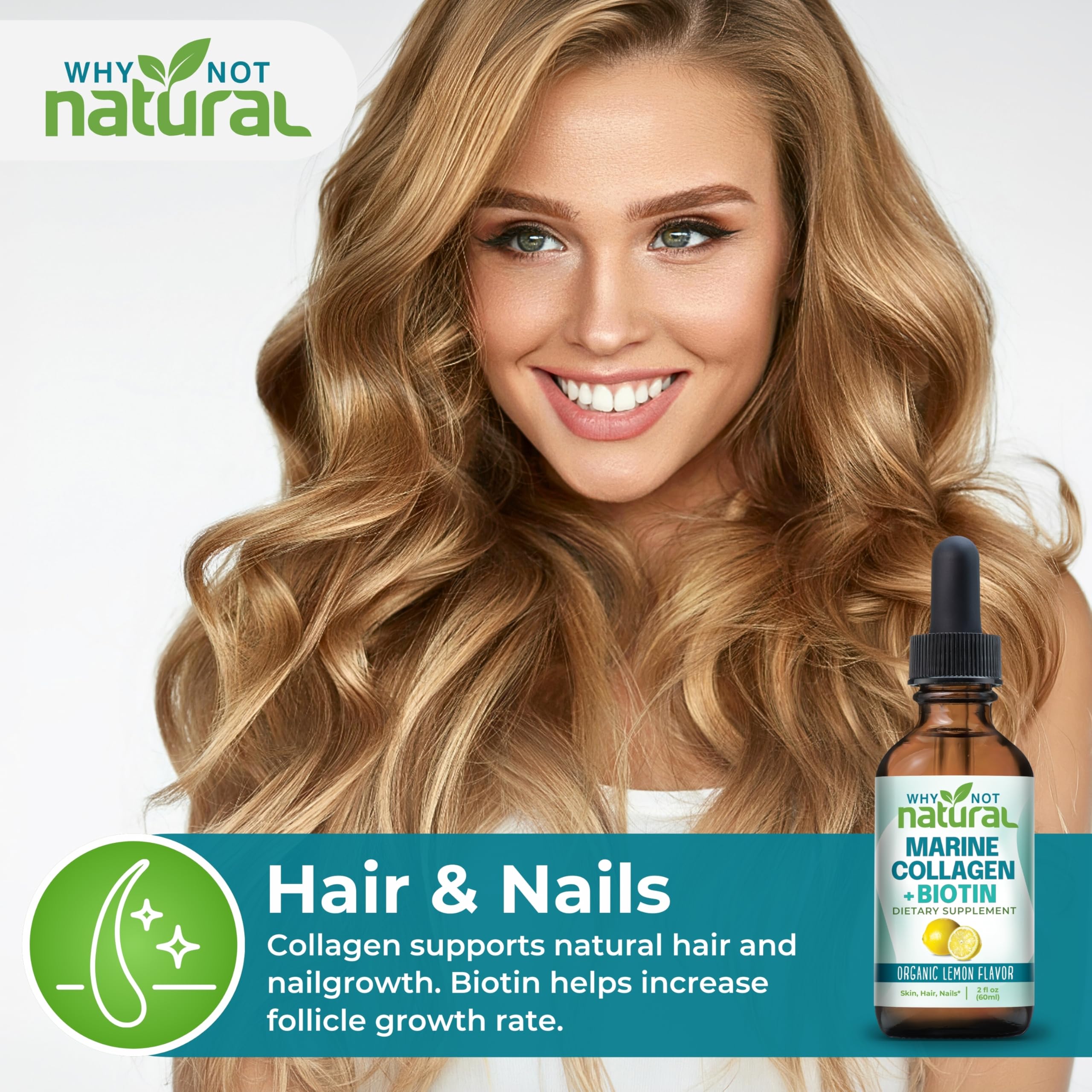 Liquid Collagen Plus Biotin Drops - Supplement for Hair, Skin, and Nails — Amazon image 3