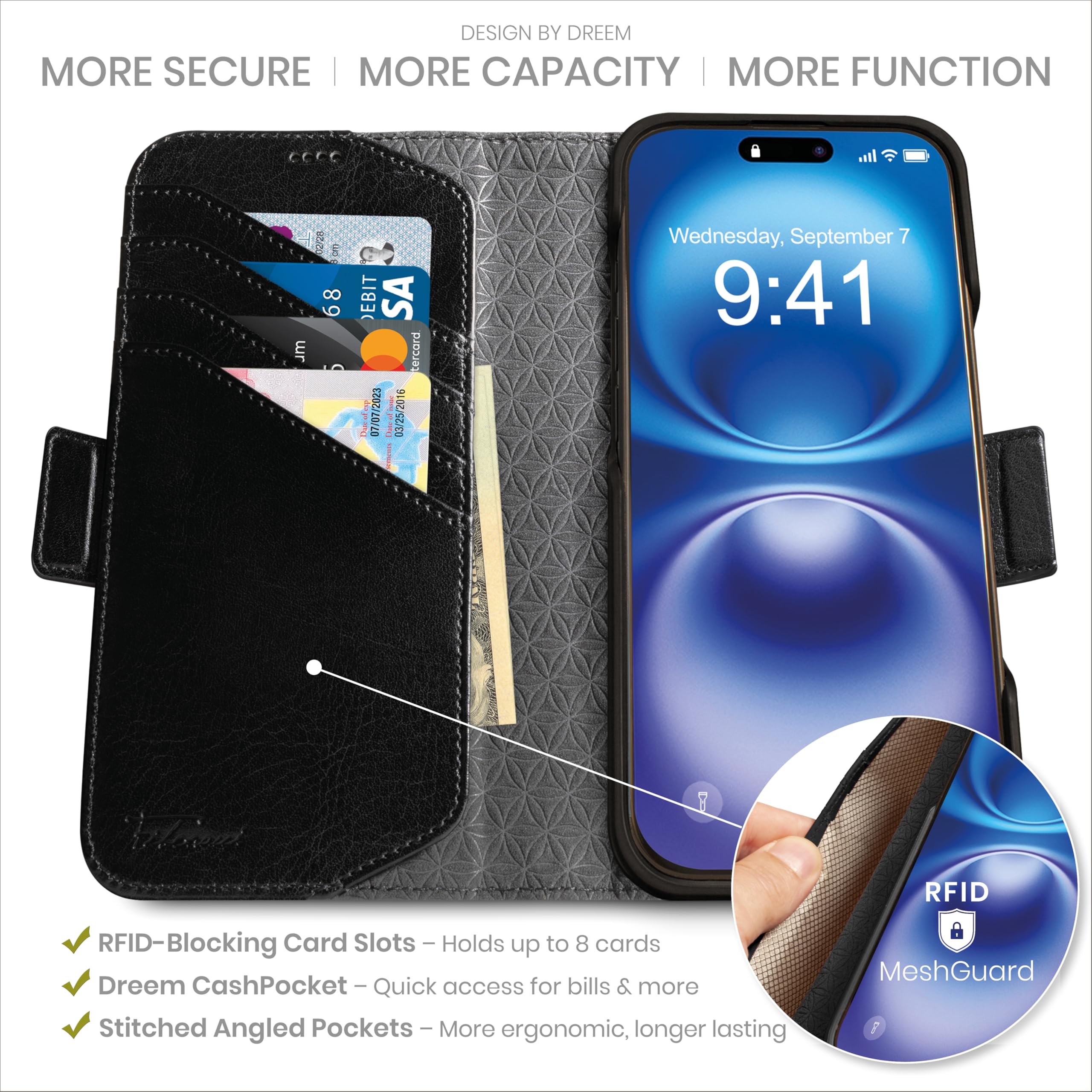 Amazon.co.jp: Dreem iphone 16 ケースウォレット、画期的な