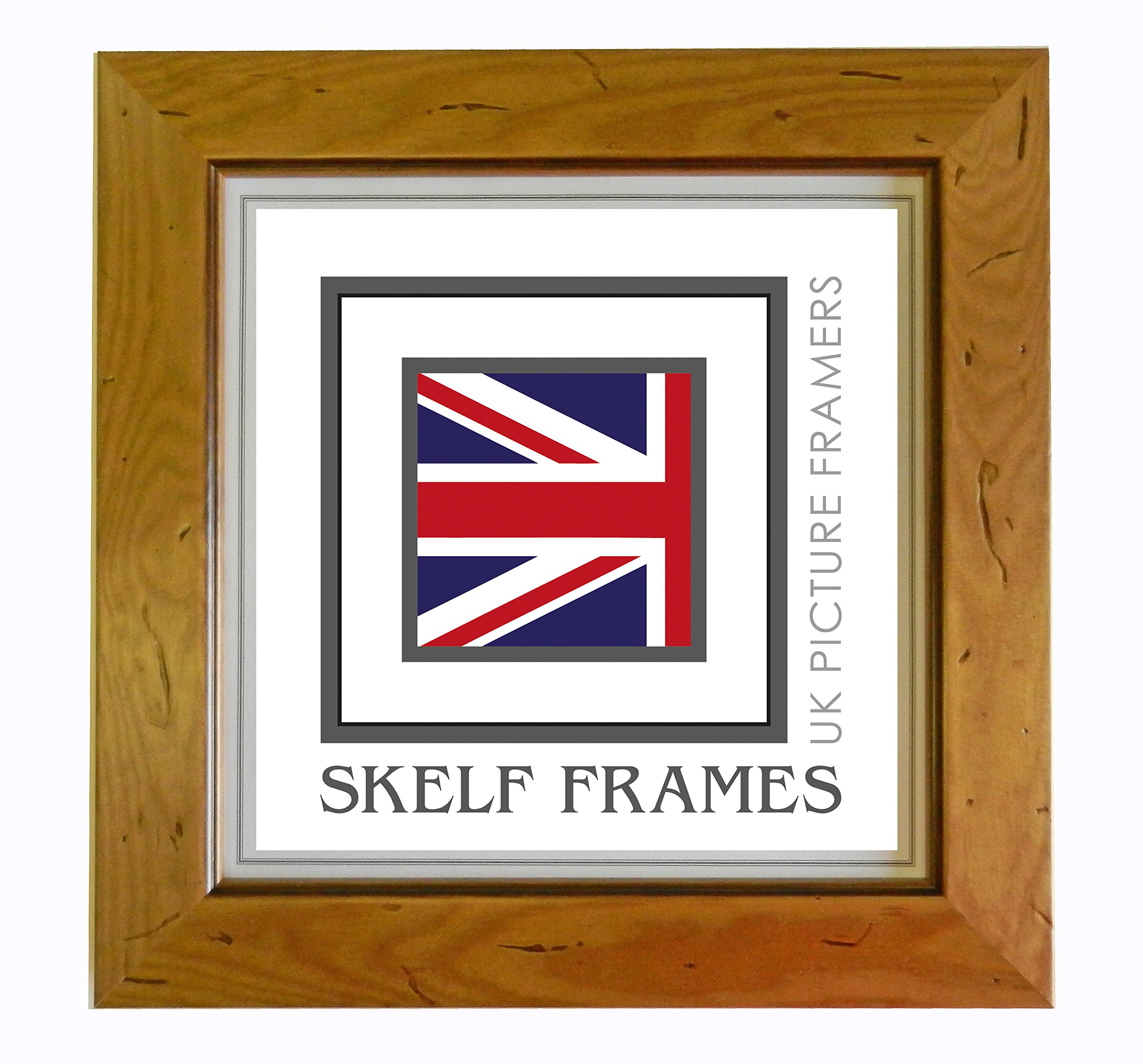 Skelf Frames Antique Pine Distressed Wood 500X500 Square Wood Picture Photo Frame (Antique Pine Distressed Wood)