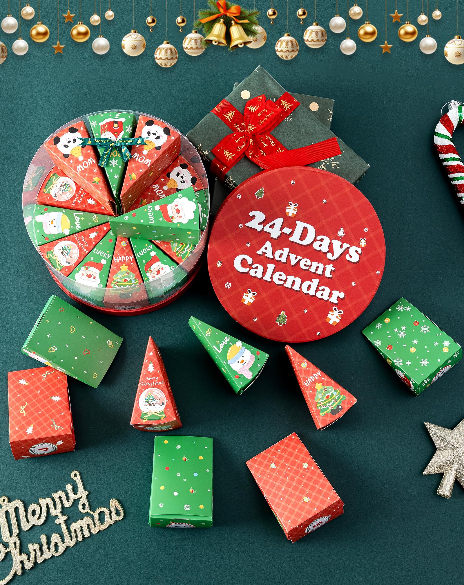 Yawlsow Calendario de Adviento de 24 pares de calcetines de Navidad 2025, caja de cuenta regresiva de 24 días para adultos y niños, regalos de fiesta de Navidad