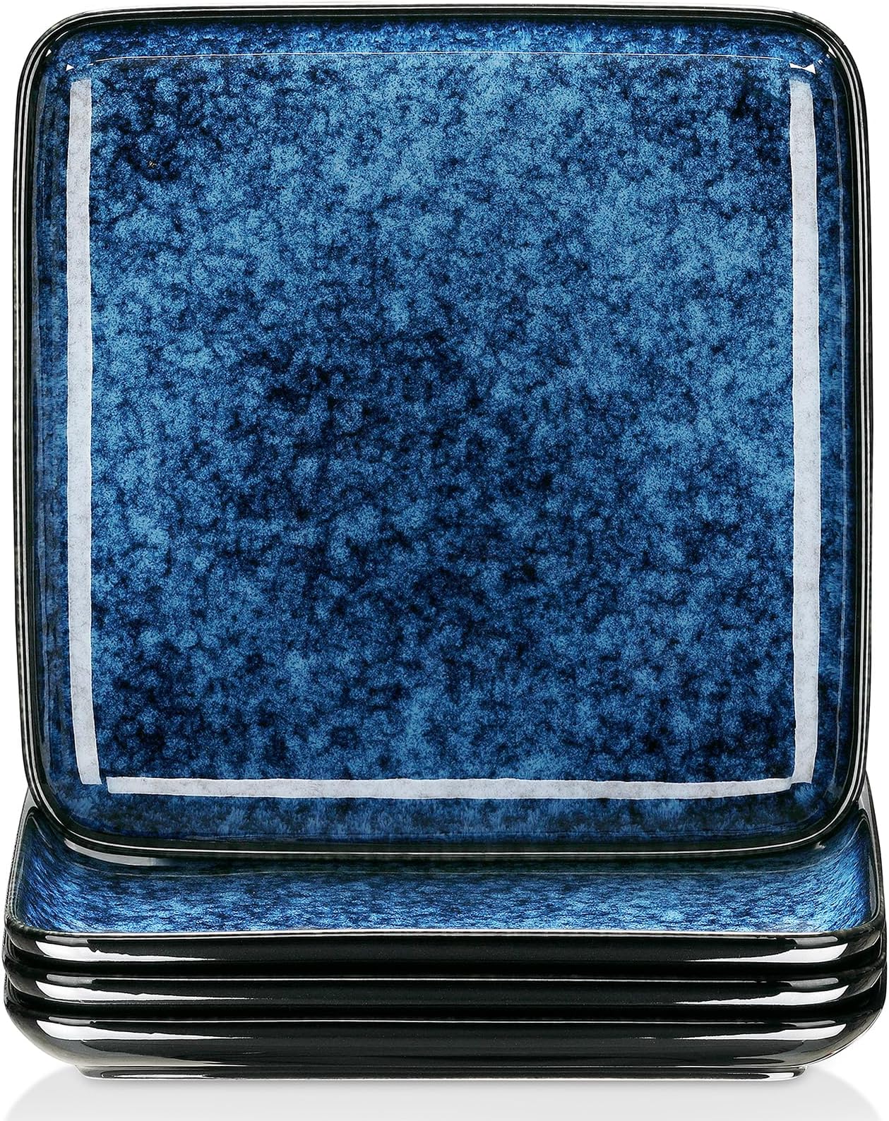 vancasso Dinner Plates Set of 4, 10.5 Inch Scratch-Resistant Ceramic Plates | Microwave, Oven and Dishwasher Safe Plates Set, Reactive Glaze and Vintage Blue Look
