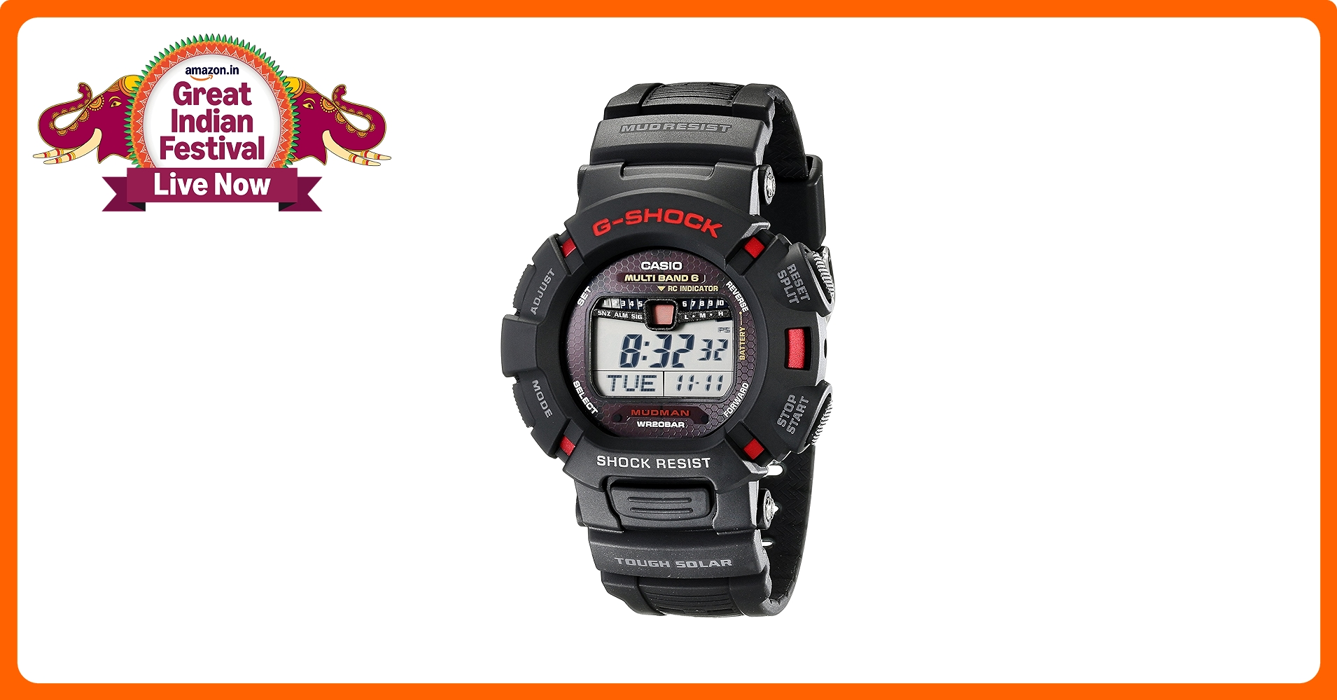 G-Shock GW9010-1 Men's Tough Solar Atomic Black Resin Sport