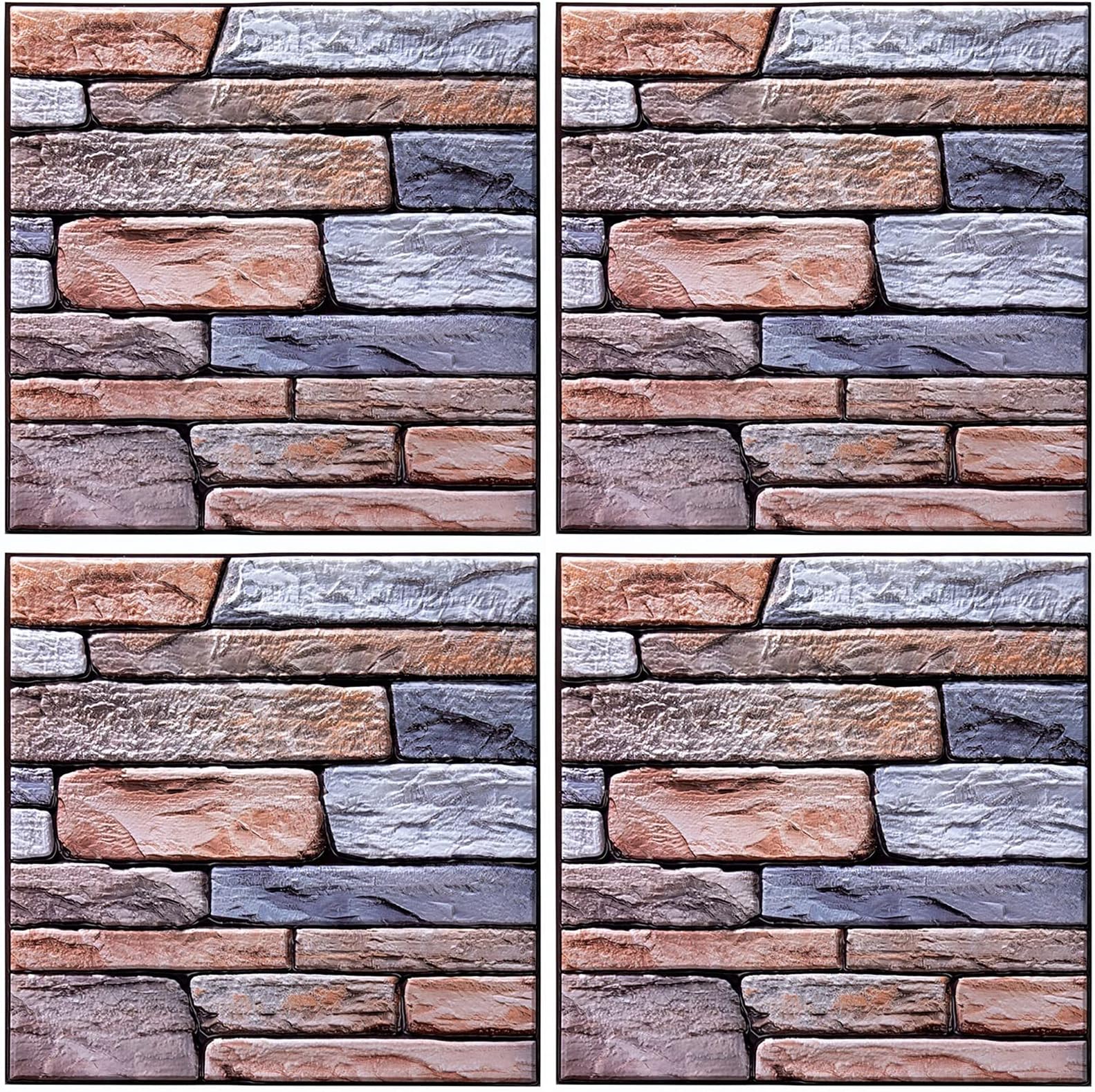 10 Pcs Self Adhesive Backsplash Tile 3D Wall Panels Waterproof, Remove and Stick Tile Stickers Wallpaper for Indoor Wall Decor, Wall Stickers Removable Wallpaper Wall Covering, 33x33cm
