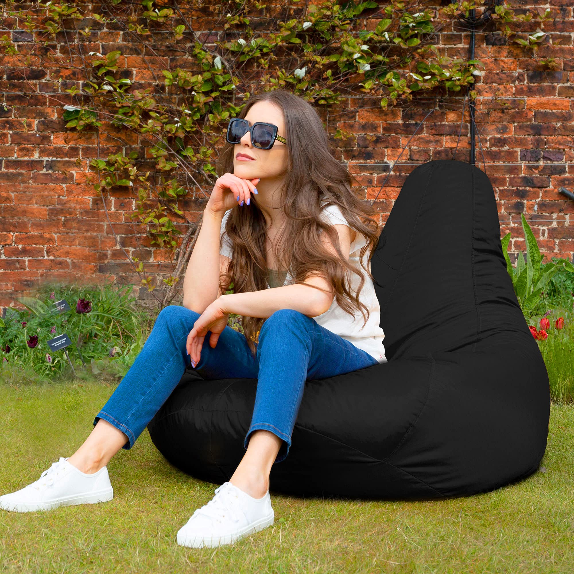 Bean Bag Bazaar Recliner Gaming Bean Bag Chair, Black, Large Indoor