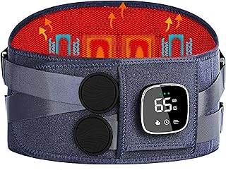 FSA Eligible, Cordless Heating Pad with Massager for Back Pain Relief, 47-60" Lower Back Wearable Heating Pad for Cramps with 3 Heat&Timer, 5 Vibration Back Brace Thanksgiving Christmas for Men Women