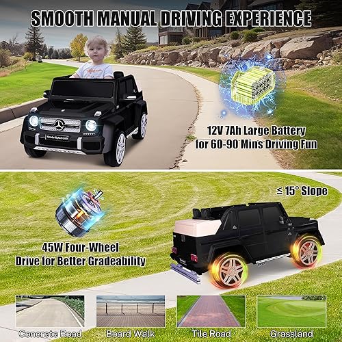 Miniatura 2 de 12 V 4WD compatible con Mercedes-Benz Maybach G650 Landaulet Kids Electric Car, juguete con control remoto, faros LED, reproductor de música, coche