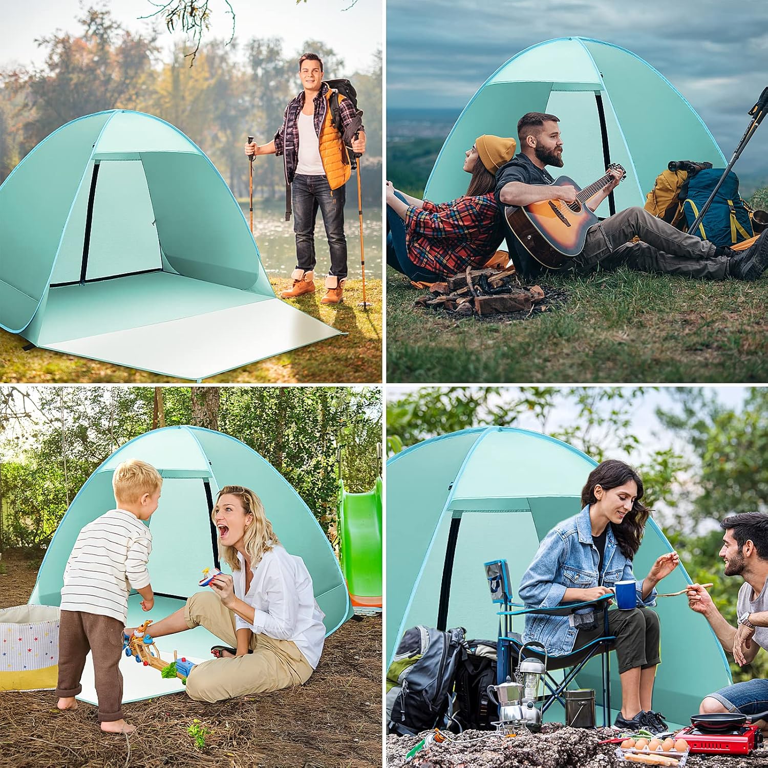Pop Up Beach Tent, Beach Tent UV 50+ Protection Automatic Beach Tent Shelter Portable Sun Shade Tent with Front Extended Floor Zipper Back Door for Beach, Garden 8 91AKTdvmgWL. AC SL1500