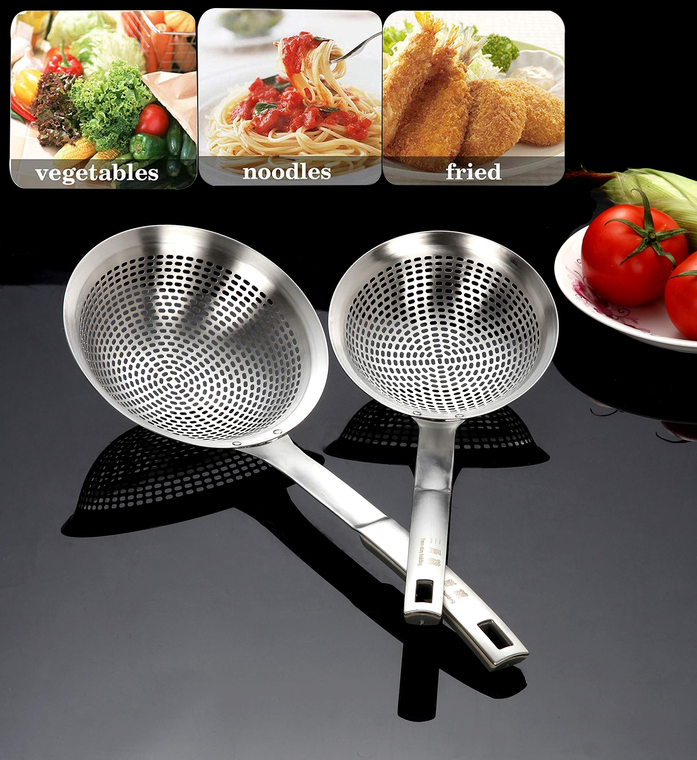 304 Stainless Steel Skimmer Spoon 14.5 ln for Cooking Frying Skimming Colander/Strainer Kitchen Tools - Image 7