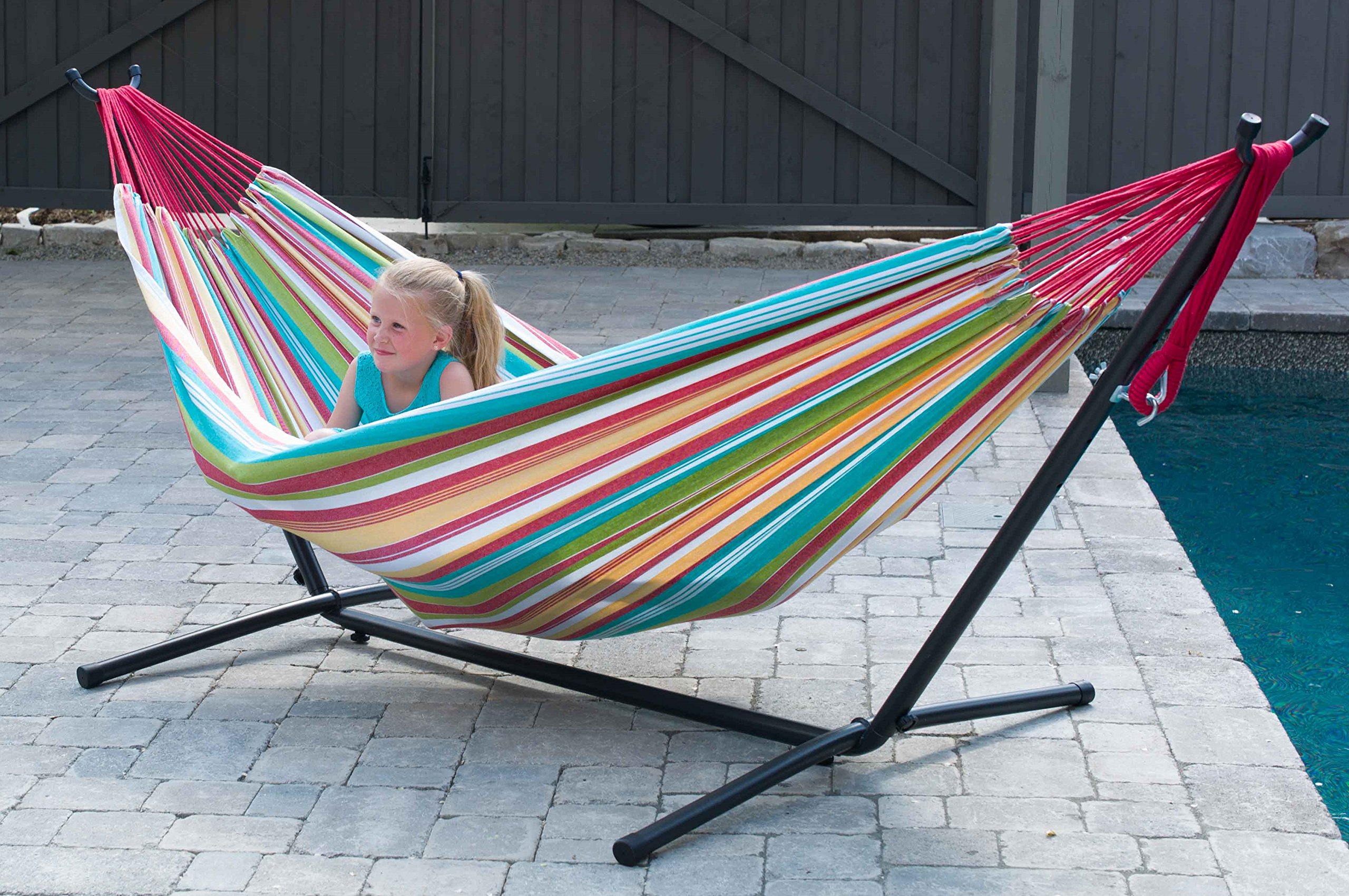 Amazon.de: Vivere Doppel Baumwolle Hngematte mit Hngemattengestell 250  cm, Salsa