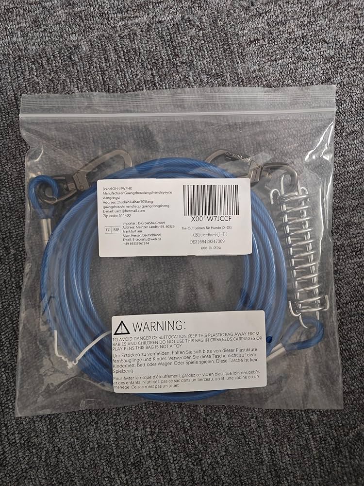 Buy Dog Tie Out Cable With 360° Swivel Lockable Hook And PVC Coating