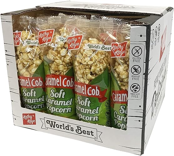 Caramel Cob Soft Caramel Popcorn – 16 Individually Wrapped 2.5 oz Bars – Gluten-Free, Peanut & Tree Nut-Free – Microwaveable for Warm, Gooey Taste – Made in the USA – Classic Sweet Snack - Caramel