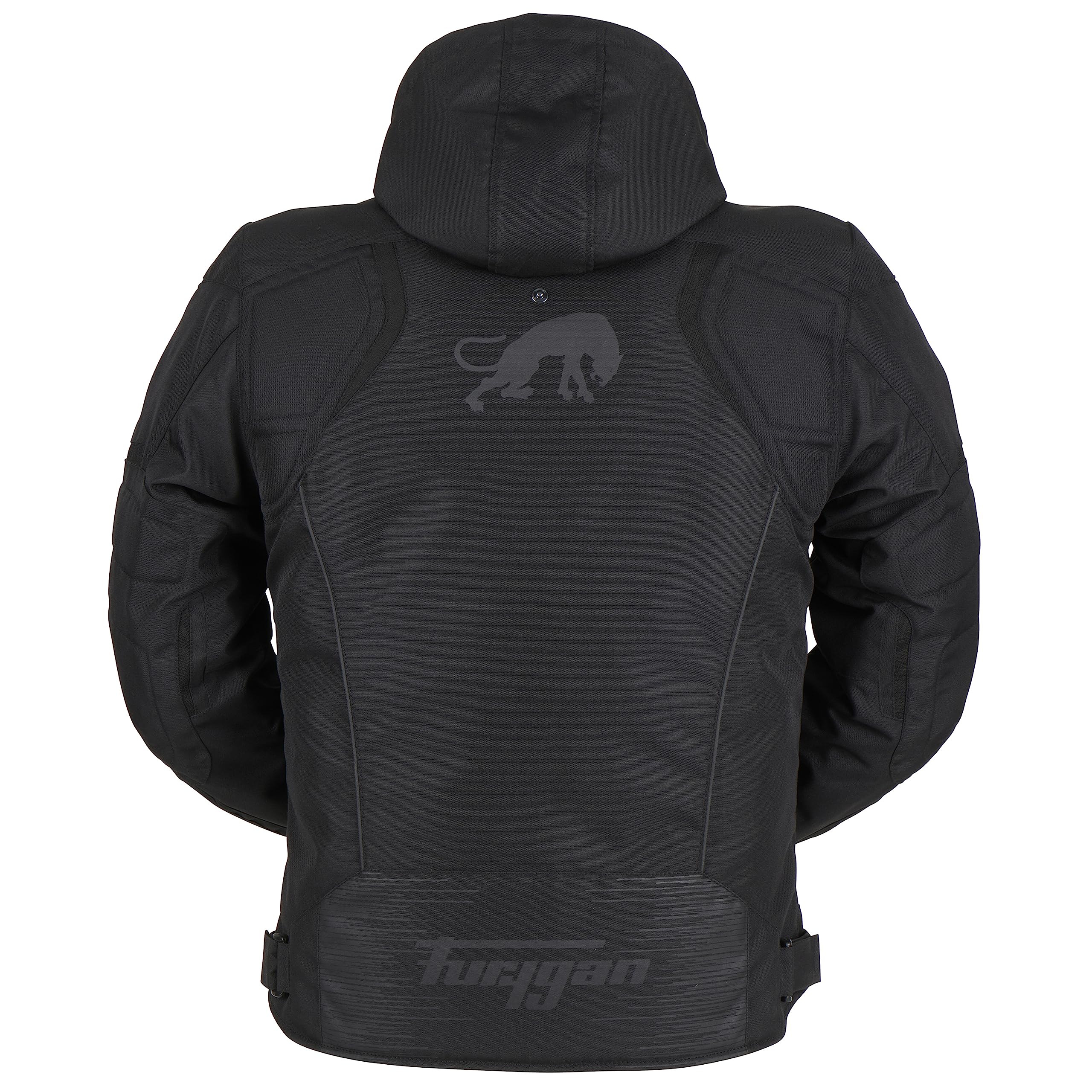 Furygan Veste homme moto SHARD - Protection avancée des épaules et des coudes - Capuche Amovible ou attachée dans le dos - Doublure thermique amovible - Manche réglable - Tailles différentes