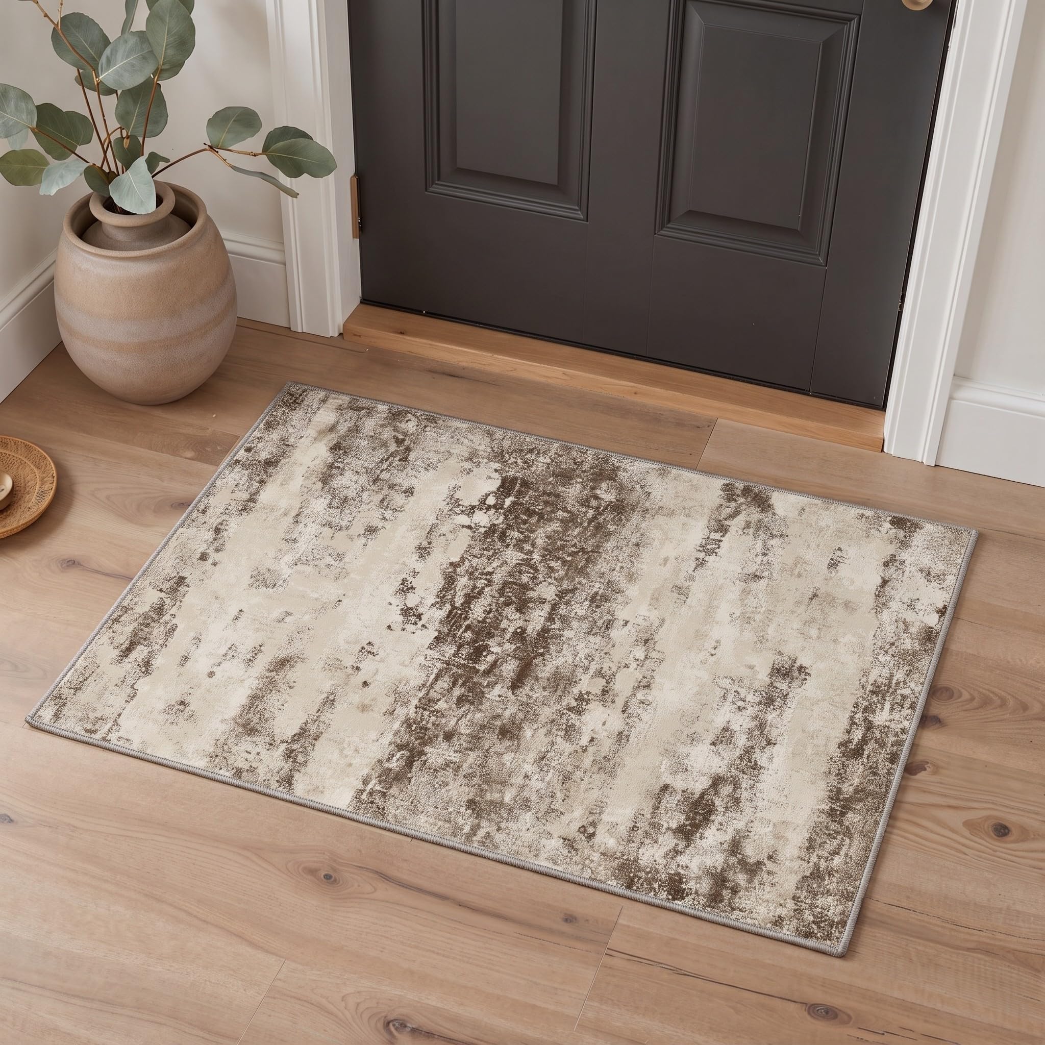 BEIMO 2x3 Antique Beige Abstract Area Rug, Washable Non-Slip for Entryway