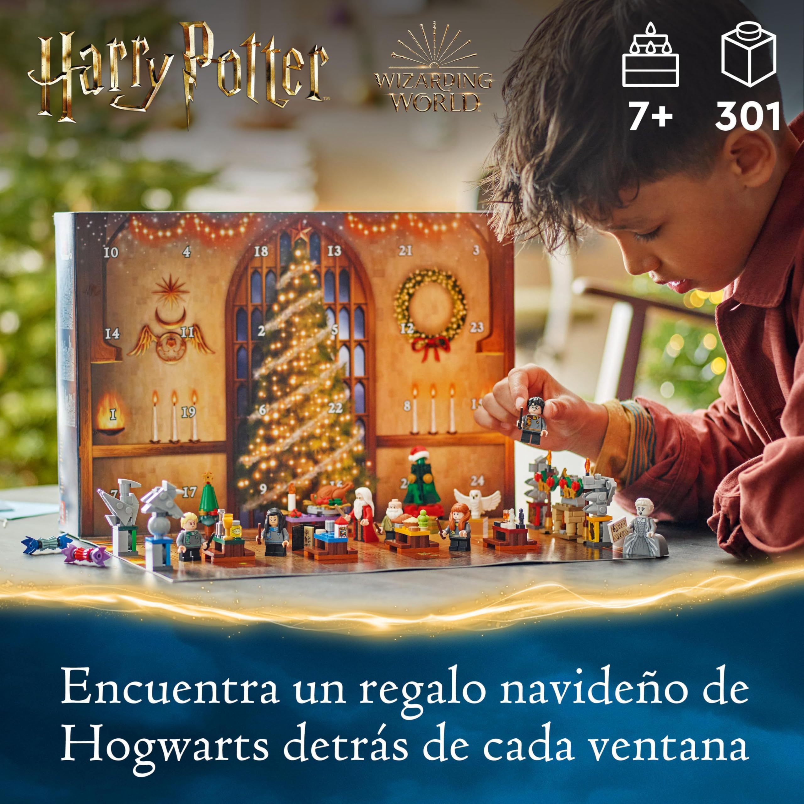 LEGO Harry Potter Calendario de Adviento 2024 Juguete de Fantasía Inspirado en Hogwarts, Juego de Aventuras, 7 Minifiguras, 16 Maquetas, Regalo Pre-Navideño para Niñas y Niños de 8 Años o Más 76438