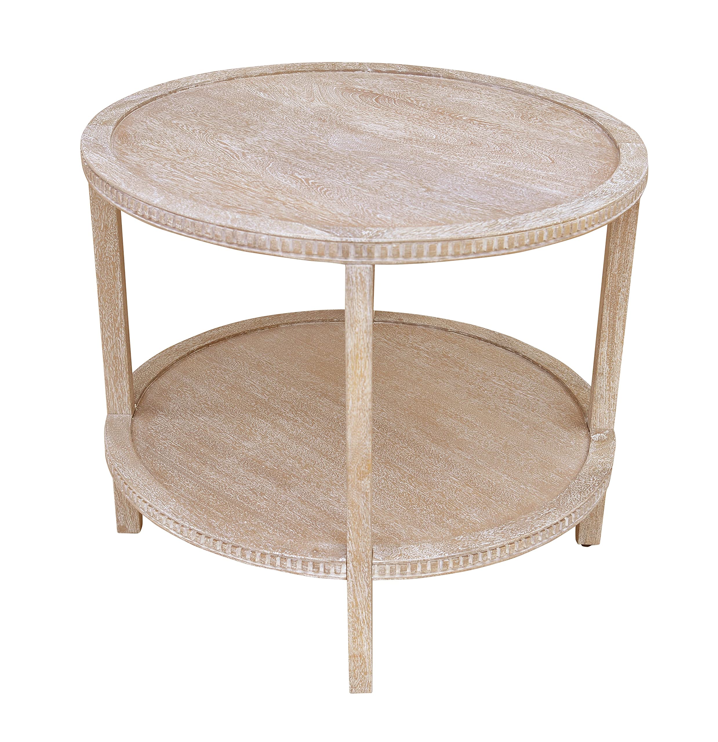 Rohan 28-inch Round Mango Hardwood Side Table with Shelf