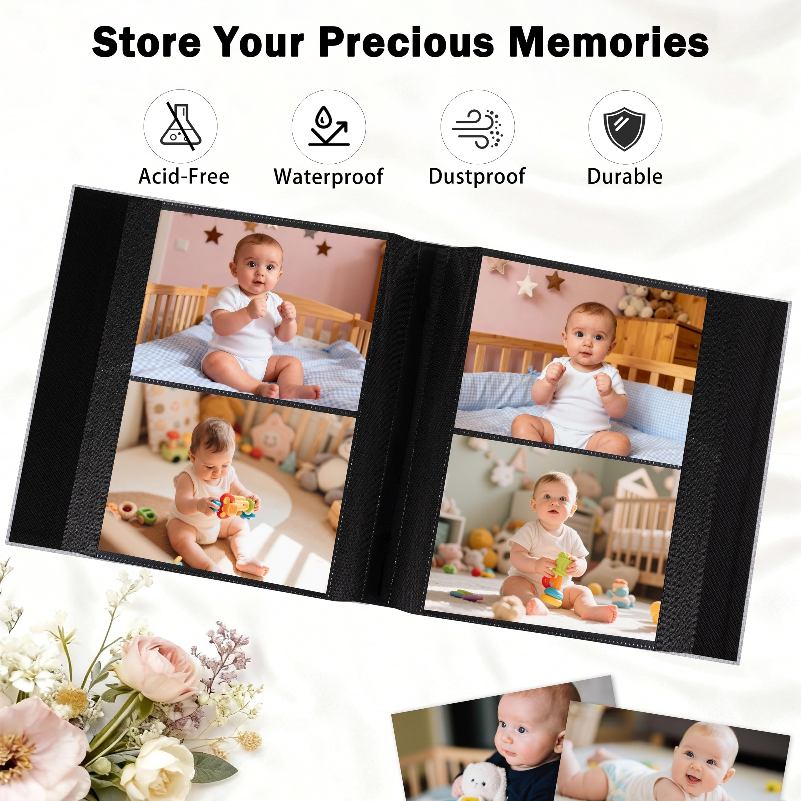 Aevdor Álbum de fotos de 320 bolsillos de 5 x 7 pulgadas, capacidad extragrande, cubierta de lino, álbumes de fotos familiares de boda, con capacidad para 320 fotos, libro de álbumes para bebés